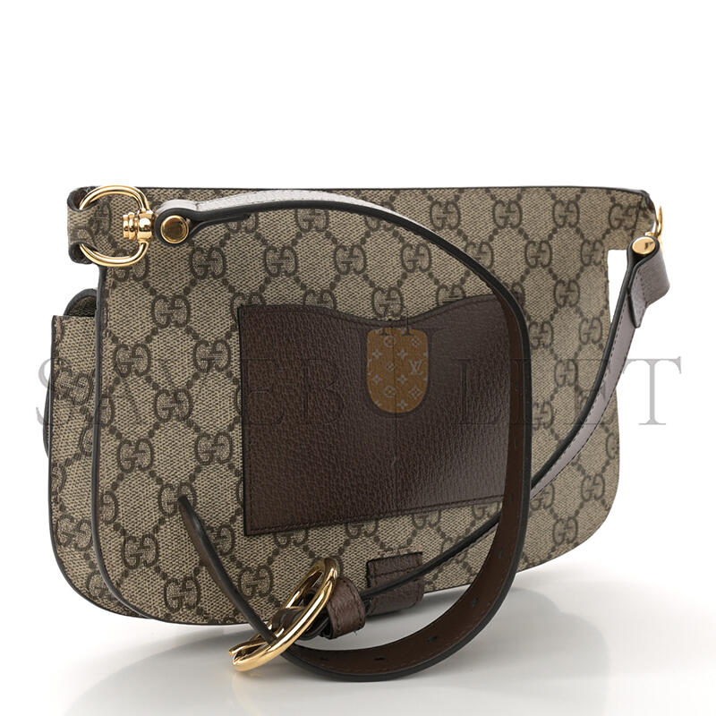 g*u*i gg S*p*e monogram textured dollar calfskin blondie belt bag beige ebony new acero 718154 (24*5*4cm)